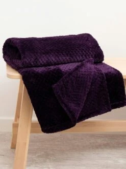 Purple Large Waffle Fleece Throw