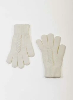Cream Cable Knit Gloves