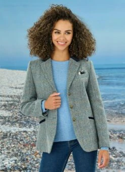 Iona Light Blue Overcheck HARRIS TWEED® Ladies' Jacket