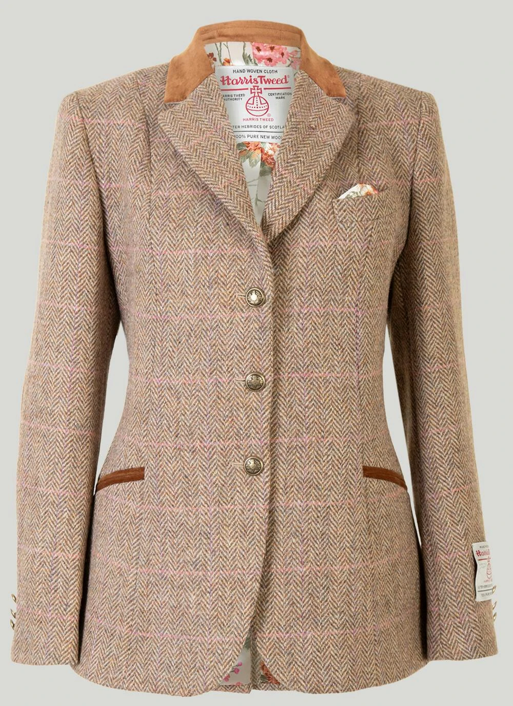 Rona Sand Overcheck HARRIS TWEED® Ladies' Jacket 5 Rona Sand Overcheck HARRIS TWEED® Ladies' Jacket - Image 3