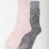 2 Pack Grey / Pink Velvet Socks -EWM Store 56622pvl 719d42903539dbc