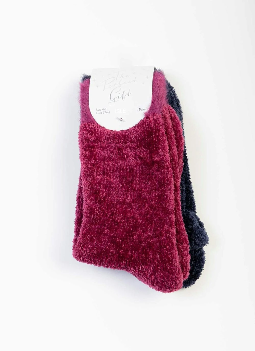 2 Pack Raspberry / Navy Velvet Socks 4 2 Pack Raspberry / Navy Velvet Socks - Image 2