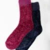 2 Pack Raspberry / Navy Velvet Socks