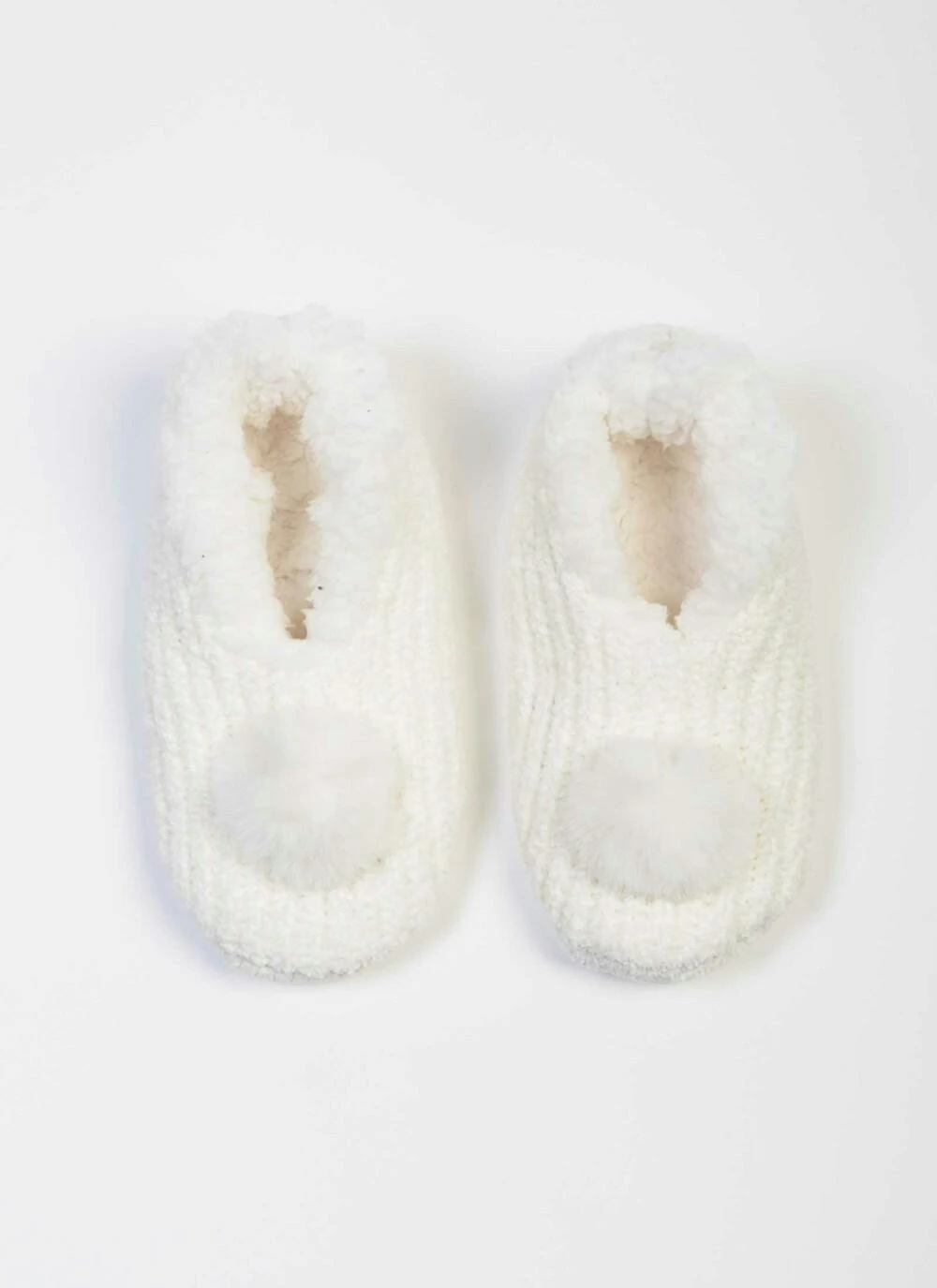 Cream Chenille Slipper Socks 3 Cream Chenille Slipper Socks