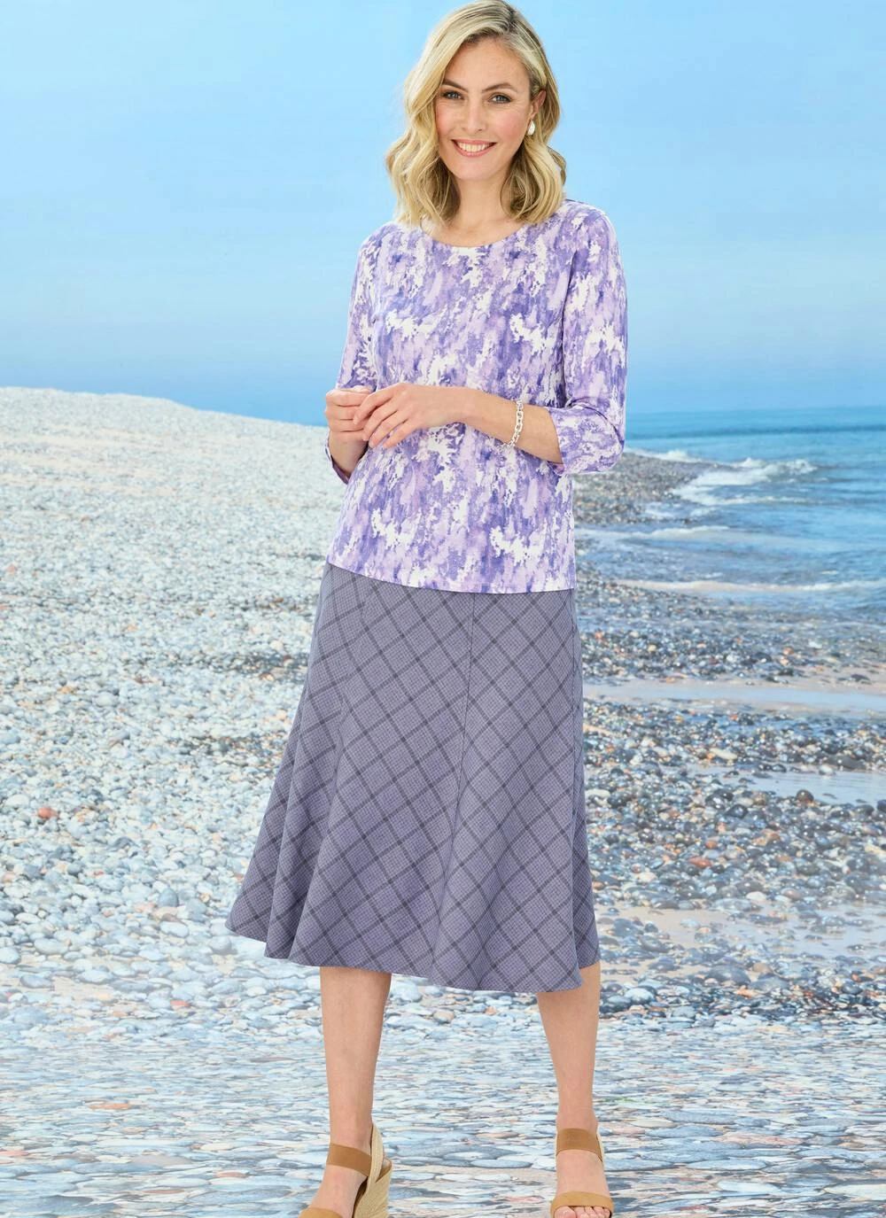 Printed Check Lined Skirt 27" 3 Printed Check Lined Skirt 27"