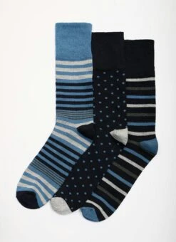 3 Pack Stripe / Spot Bamboo Blend Socks