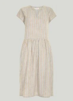 Linen Blend Stripe Midi Dress -EWM Store 60832pvl 5c40869367cc193