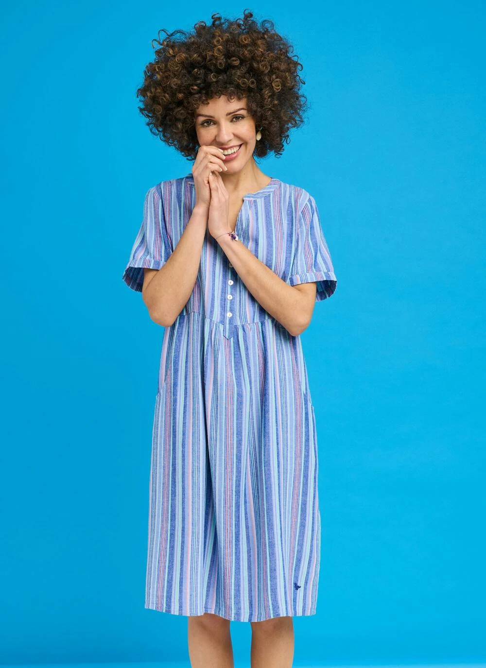 Linen Blend Striped Midi Dress 4 Linen Blend Striped Midi Dress - Image 2