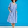 Linen Blend Striped Midi Dress -EWM Store 60878pvl 5d5c5c85351fc98
