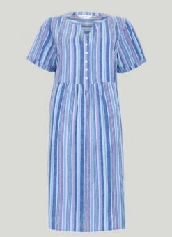 Linen Blend Striped Midi Dress 9 Linen Blend Striped Midi Dress -EWM Store 60883pvl d7c955f839f777b