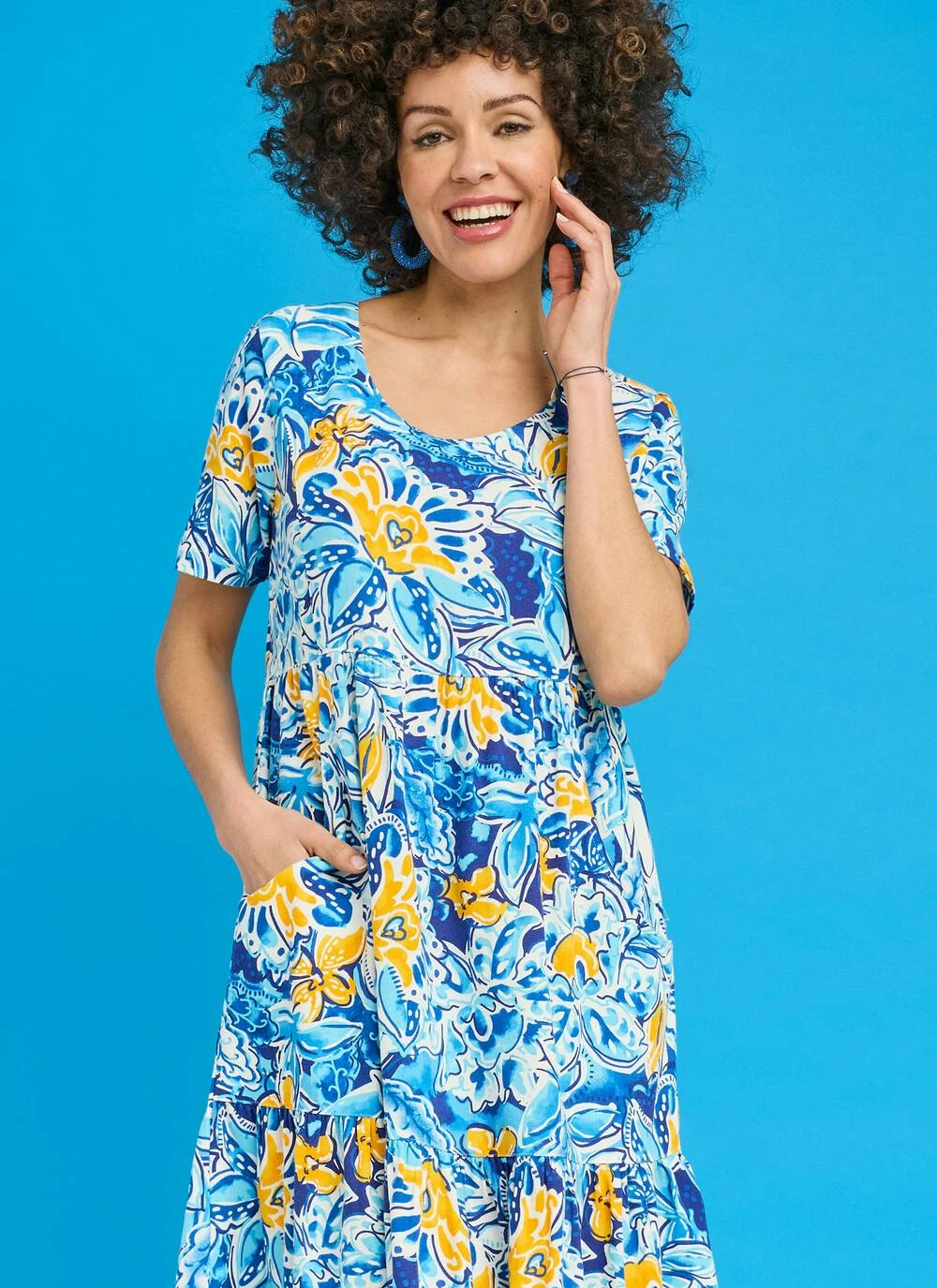 Linen Blend Tiered Shift Dress 4 Linen Blend Tiered Shift Dress - Image 2