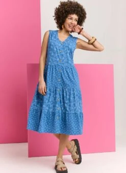 Pure Cotton Jersey Mixed Print Dress
