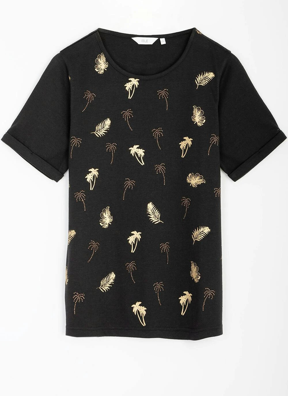 Linen Blend All Over Embellished Palm Tree T-Shirt 4 Linen Blend All Over Embellished Palm Tree T-Shirt - Image 2