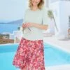Printed A Line Midi Skirt -EWM Store 61245pvl 11ba075c461437c
