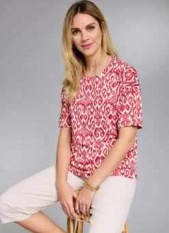 Linen Blend Print T-Shirt