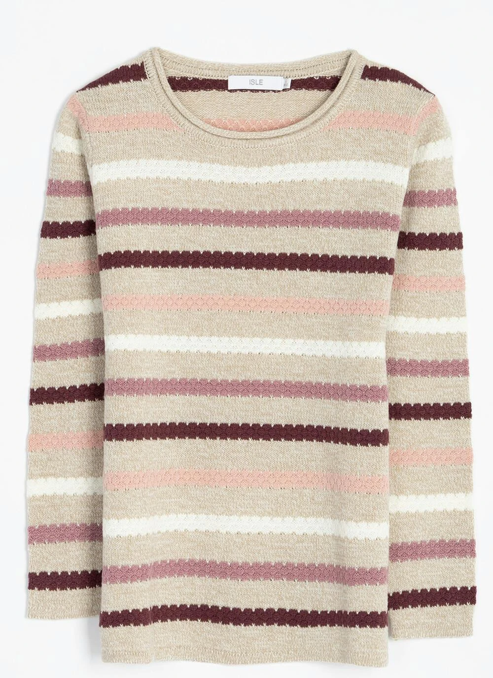 Textured Stitch Striped Crew Neck Jumper 3 Textured Stitch Striped Crew Neck Jumper