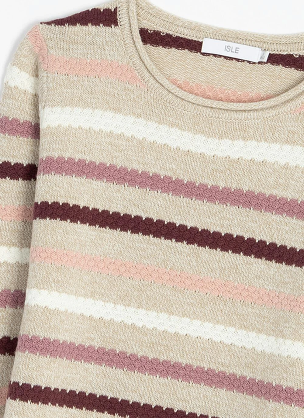 Textured Stitch Striped Crew Neck Jumper 4 Textured Stitch Striped Crew Neck Jumper - Image 2