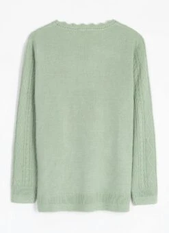 Cable Knit Scallop Edge Crew Neck Jumper -EWM Store 62157pvl e1d041d4c4a02be