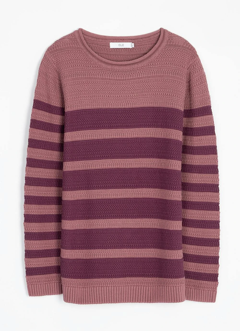 Pure Cotton Textured Crew Neck Striped Jumper 3 Pure Cotton Textured Crew Neck Striped Jumper