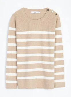 Button Detail Striped Crew Neck Jumper 10 Button Detail Striped Crew Neck Jumper -EWM Store 62221pvl cb3e353852f5da5