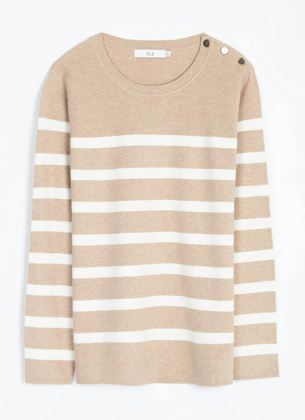 Button Detail Striped Crew Neck Jumper 5 Button Detail Striped Crew Neck Jumper - Image 3