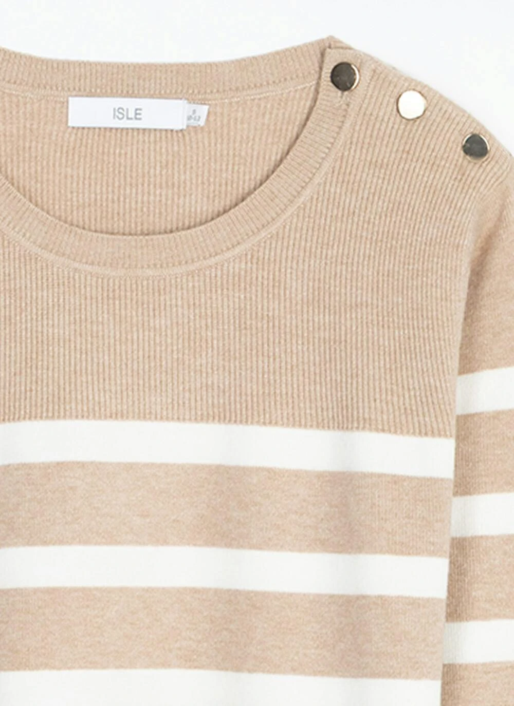 Button Detail Striped Crew Neck Jumper 6 Button Detail Striped Crew Neck Jumper - Image 4