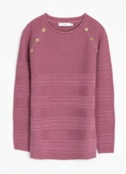 Button Detail Crew Neck Jumper