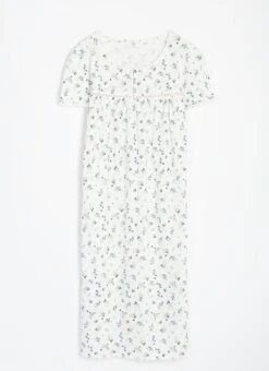 Pure Cotton Button Detail Printed Nightdress