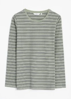 Pure Cotton Striped Crew Neck Top