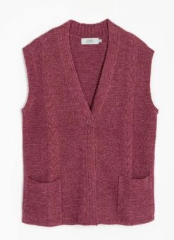 Single Cable Knit V- Neck Waistcoat -EWM Store 63037pvl 9e05a8b918999fd