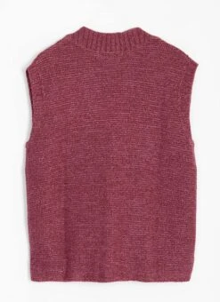 Single Cable Knit V- Neck Waistcoat -EWM Store 63038pvl 05f3a6184a8cf0c