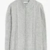 Wool Blend Cable Funnel Neck Cardigan