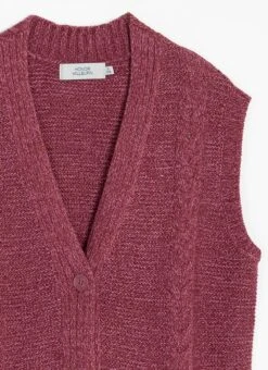 Single Cable Knit V- Neck Waistcoat -EWM Store 63078pvl 103264c5e71058b