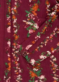 Floral Stripe Printed V Neck Blouse -EWM Store 63669pvl 68fff31fc6ebc8b