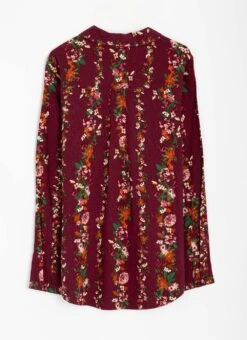 Floral Stripe Printed V Neck Blouse -EWM Store 63678pvl 0010af9333a13ef