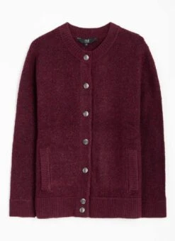 Textured Rib Crew Neck Cardigan -EWM Store 63687pvl c2923e8f0928288