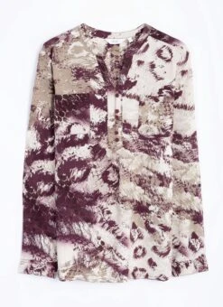 Notch Neck Printed Blouse