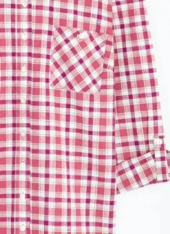 Pure Cotton Round Neck Check Blouse -EWM Store 63704pvl c698e927ccf3c79