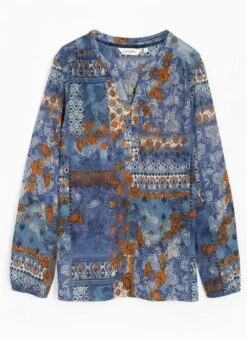 Jersey Printed V-Neck Top