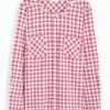 Pure Cotton Round Neck Check Blouse -EWM Store 63719pvl cc9bee2b78bb58d