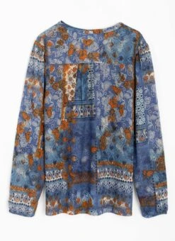 Jersey Printed V-Neck Top -EWM Store 63737pvl a83ecacf76aaf04