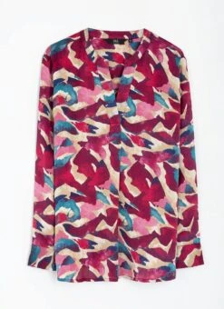 Satin Printed Pop Over Blouse -EWM Store 64129pvl 0aef8dbc4e9e43d