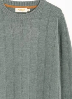 Textured Cable Knit Crew Neck Jumper -EWM Store 64142pvl f820a91431963bc