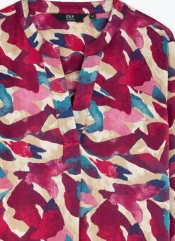 Satin Printed Pop Over Blouse -EWM Store 64169pvl b7210e06098e811