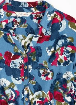 Printed V-Neck Midi Shirt Dress -EWM Store 64205pvl d6230e46738415e