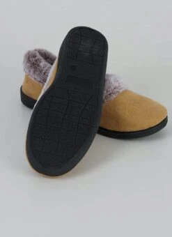 Comfy Faux Fur Lined Suedette Full Slippers -EWM Store 64581pvl fa7ab8b21ee343c