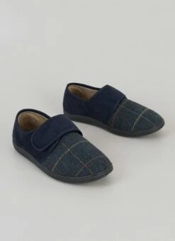 Easy On Plush Lined Check Full Slipper