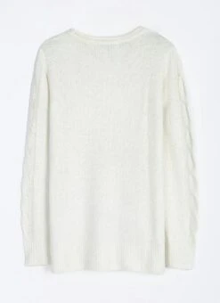 Wool Blend Cable Knit Crew Neck Jumper -EWM Store 65236pvl f760f9775b4a8d0