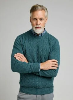 100% Lambswool Crew Neck Cable Jumper