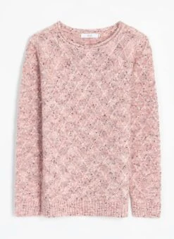 Lattice Nep Knit Crew Neck Jumper -EWM Store 65579pvl d4d89f668d09ef0